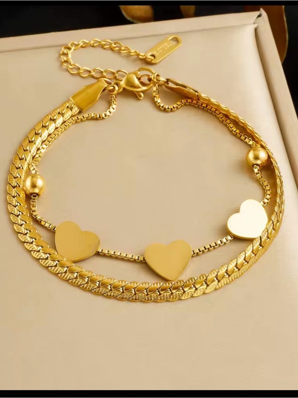 Waterproof gold plated stainless steel bracelet